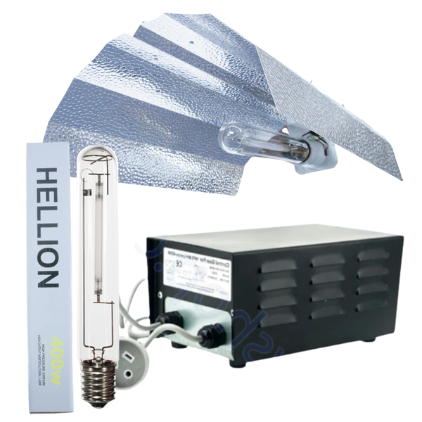 Grow Light Kit 400w Mag Ballast, Super Plant HPS Lamp & Reflector Wing - Hellion