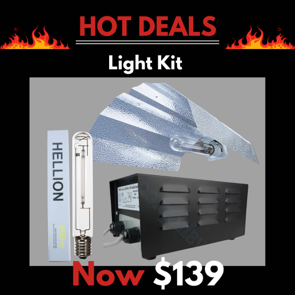 Grow Light Kit 600w Mag Ballast, Super Plant HPS Lamp & Reflector Wing - Hellion