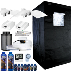 Grow Tent Kit 2.4 x 1.2 Metre Hellion 2 x 750w HPS Light Sets 150mm Fan & Carbon