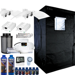 Grow Tent Kit 2.4 x 1.2 Metre Hellion 2 x 750w HPS Grow Lights Fan & Carbon Filter