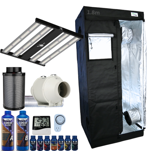 Grow Tent Kit 800 x 1800mm 200w LED Grow Light 100mm Fan & Carbon