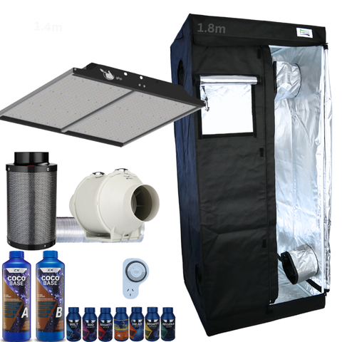 Grow Tent Kit 800 x 1800mm 200w LED Panel Grow Light 100mm Fan & Carbon