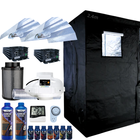 Grow Tent Kit 2.4 x 1.2 Metre 2 x 600w HPS Digital Grow Lights Fan & Carbon Filter