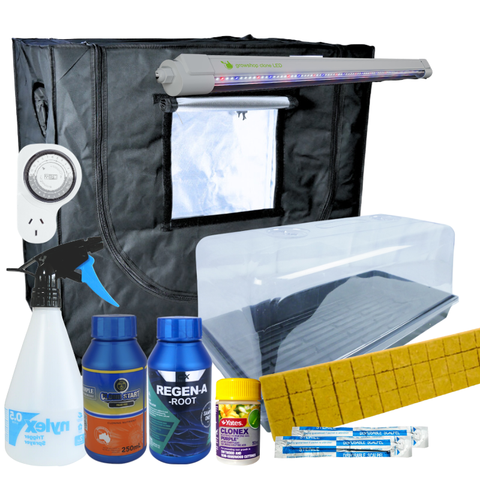Grow Tent Seeds or Cuttings Propagation Starter Kit - LED 18w 9000k - Tent 850mm x 500mm x 800mm