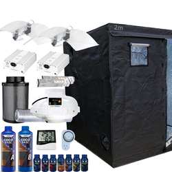 Grow Tent Kit 2 x 2 Metre Hellion 2 x 630w CMH Light Sets 150mm Fan & Carbon