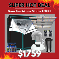 Grow Tent Master Starter LED Kit 1.2 Metre - 510w Hellion PRO LED Light - 150mm Temp & Speed Fan & Carbon