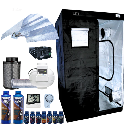 Grow Tent Kit 1 Metre 600w Digi Ballast Light Set 100mm Fan & Carbon