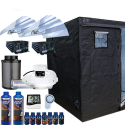 Grow Tent Kit 2 x 2 Metre 2 x 600w Digi Ballast Light Sets 150mm Fan & Carbon