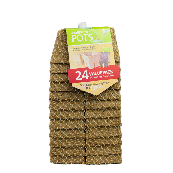 Jiffy Easi Grow 60mm square biodegradable pots pack of 24