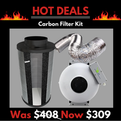 Kit Carbon Filter 150mm x 500mm - 150mm Centrifugal Plastic Body Double skinned insulated Fan c/w Variable Speed controller & 10 Metres of Ducting