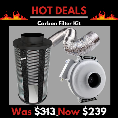 Kit Carbon Filter 100mm x 500mm - 100mm Centrifugal Plastic Body Double skinned insulated Fan c/w Variable Speed controller & 10 Metres of Ducting