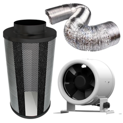 Kit Carbon Filter 125mm x 500mm, 10 Metre Ducting & 125mm EC Fan speed adjustable