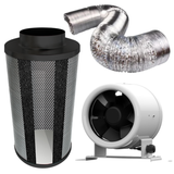 Carbon Filter Kit 125mm x 500mm - EC Mixed Flow Fan with Precise 0-10v Speed Controller & 10 Metres of Ducting