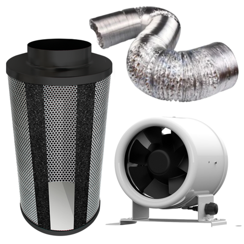 Carbon Filter Kit 125mm x 500mm - EC Mixed Flow Fan with Precise 0-10v Speed Controller & 10 Metres of Ducting
