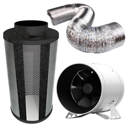 Kit Carbon Filter 150mm x 500mm, 10 Metre Ducting & 150mm EC Fan speed adjustable