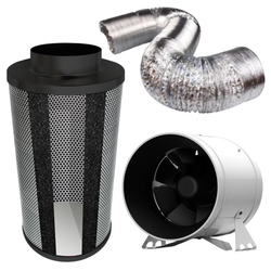 Kit Carbon Filter 200mm x 1000mm, 10 Metre Ducting & 200mm EC Fan speed adjustable