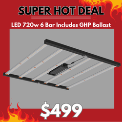 LED Grow Light 720w 6 Bar includes GHP Ballast - Runs on GHP Digital HPS Dimmable ballast - Full spectrum