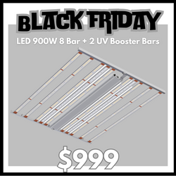 LED 900w 8 Bar + 2 bar UV Booster bars - Dimmable full spectrum LM301H grow light