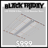 LED 900w 8 Bar + 2 bar UV Booster bars - Dimmable full spectrum LM301H grow light