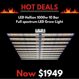 LED Hellion 1000w 10 Bar - 3 Channel Controllable Spectrum Veg-Bloom-UV - Lm301H Grow Light