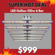 LED Hellion 510w 6 Bar - 3 Channel Controllable Spectrum Veg-Bloom-UV - Lm301H Grow Light