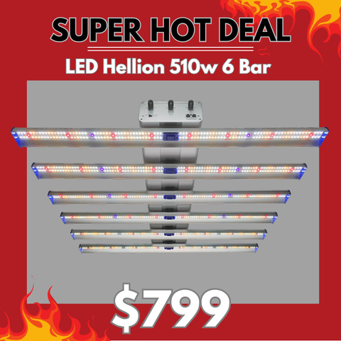 LED Grow Light Hellion 510w 6 Bar - 3 Channel Controllable Spectrum Veg-Bloom-UV - LM301H