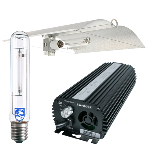 Grow Light Kit 400w Digital Ballast Blackline, Son-T Agro Philips HPS Lamp & Medium Enforcer Adjustawings
