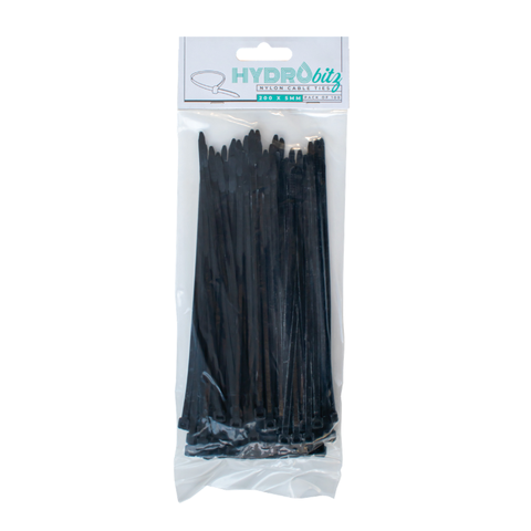Cable & Plumbing Ties 200mm x 5mm Black - Pack of 100
