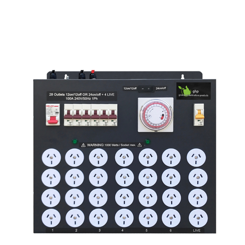 Timer Box 24 Outlet Plus 4 Extra Live Outlets - Heavy Duty Timer