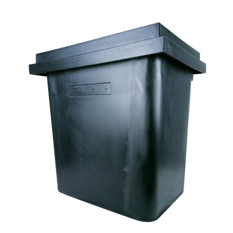 110 Litre Reservoir Bin with Lid 600H x 420W x 570L Black Heavy Duty