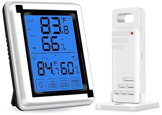 Temperature & Humidity & Remote Sensor Min - Max  Large Digital Display - Hygrometer