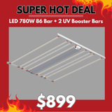 LED 780w 6 Bar + 2 bar UV Booster bars - Dimmable full spectrum LM301H grow light