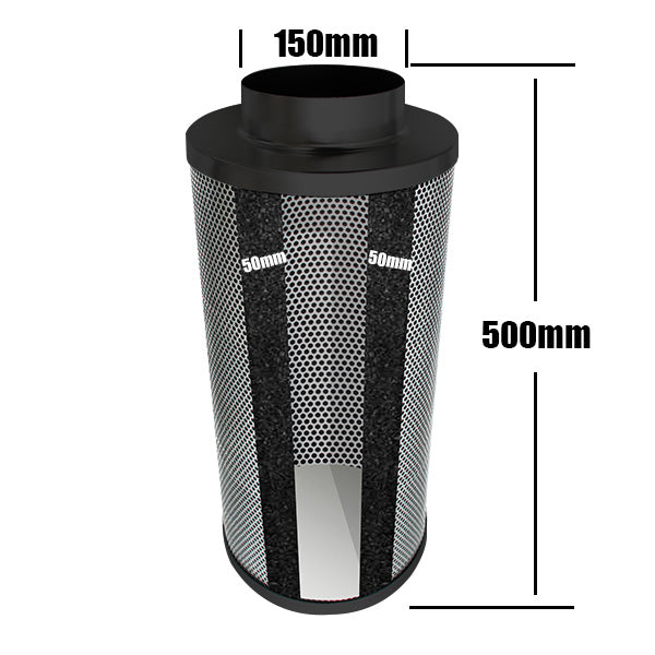 Carbon Filter 150mm x 500mm -50mm Carbon Bed - No1 grade 4/12 Australian Carbon - Pro Grow