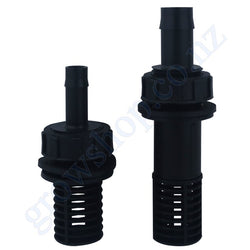 Flood & Drain fittings set 13mm Inlet and 19mm Outlet c/w Mesh Screens
