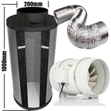 Kit Carbon Filter 200mm x 1000mm - 200mm Mixed Flow Fan c/w Variable Speed controller & 10 Metres of Ducting