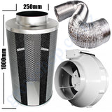 Kit Carbon Filter 250mm x 1000mm - 250mm Centrifugal European Motor Plastic Fan & 10 Metres of Ducting