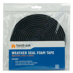 Weather Seal 9mm x 6mm Foam Self Adhesive 4 Metre pack