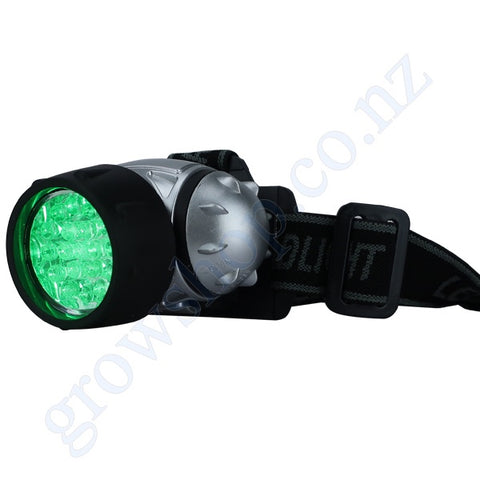Torch - Headlight Grow Room Green 19 LED c/w 3 x AAA Alkaline Batteries